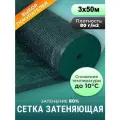 Сетка фасадная строительная для забора 80 г/м2 3 х 50 м зеленая затеняющая