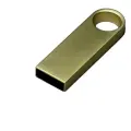 Компактная металлическая флешка с круглым отверстием (128 Гб / GB USB 3.0 Золотой mini3)