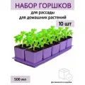 Горшки для рассады и цветов, горшок для цветов - 10 шт по 500 мл на общем поддоне, фиолетовые