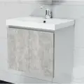 Тумба подвесная под раковину М60 Компакт серый камень+белый