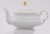 Заварочный чайник Leander Чайник 1,5л Соната - Фарфор, Белый, Золотой