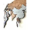 Деревянная карта мира на стену 3D многоуровневая 160/85 см в цвете “Орех и серо-кофейный на русском языке, подробная , со столицами, крупными городами и регионами