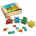 Развивающая игрушка Лесная мастерская из дерева Умный паровозик в коробке