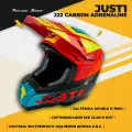 Шлем кроссовый JUST1 J22 Carbon Adrenaline, красный/синий/Hi-Vis желтый глянцевый, L