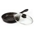 Сковорода с крышкой HOFFMANN 26 см с мраморным антипригарным покрытием, литой алюминий