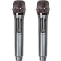 Беспроводная вокальная радиосистема из двух микрофонов Ritmix RWM-332 c компактным ресивером, серый