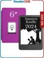 Электронная книга Amazon Kindle 11, 6 дюймов, 2024, 16 Гб, без рекламы, черная, с обложкой ReaderONE Purple