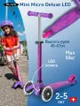 Детский трехколесный самокат Mini Micro Deluxe LED cиреневый/розовый со светящимися колесами