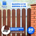 Штакетник металлический Классик (односторонний окрас Принтек - Античный Дуб 3D, высота 0.9 м, ширина планки 10 см, 20 шт, саморезы в комплекте)