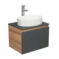 Комплект для ванной, 3 предмета (тумба Bau Dream 60, графит + раковина санфаянс накладная BAU Nimb 50х36, смеситель высокий Hotel Still)