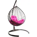 Подвесное кресло Капля коричневое с розовой подушкой, 98х186 см, до 120 кг