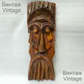 Панно настенное Этническая маска, резьба по дереву, винтаж