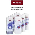 Набор премиальных жидких моющих средств MIELE UltraPhase 1, 2, для стирки цветных и белых вещей.