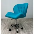 Стул мастера со спинкой, Ракушка, большой, FitBest, экокожа, хром, колеса, бирюзовый