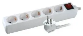 Удлинитель электрический VOLSTEN S 5X1,5-ZDV 5 гнезд, 1,5 м, белый
