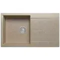 Мойка для кухни каменная POLYGRAN GALS-860, бежевая, врезная, квадратная, с крылом (Песочный)