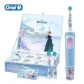 Детская электрическая зубная щетка Oral B D103K, 2 напоминания о чистке зубов с интерактивным приложением, подарочный набор, бесплатные насадки