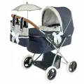Коляска для кукол люлька с сумкой и зонтом DeCuevas Toys 85044, высота ручки 60 см, серия Винтаж
