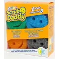 Набор губок Scrub Daddy 8, Цветные, Губки для мытья посуды и дома без царапин, Устойчивые к запахам, Мягкие в теплой воде, твердые в холодной, для глубокой очистки