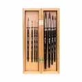 Набор №9 Roubloff 8 кистей из белки короткая черная матовая ручка буковый пенал