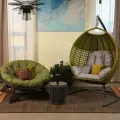 Подвесное кресло, Качели подвесные, Качели гнездо для сада, дачи, (Ш1100хГ1300хВ2000 мм), Авиано MALACCA, оливковый