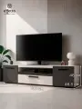 Тумба под телевизор напольная Effetto Centro-8 190х46,9х45,9 см, с ящиком и полками, Белый/ серый графит