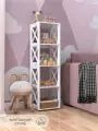 Стеллаж деревянный с полками напольный белый МДФ,