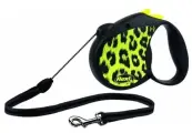 Поводок-рулетка Flexi Safari leopard S, 5 м, 12 кг, желтый принт