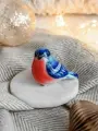 Ёлочная игрушка Снегирь 8х4,5х5,5 см цветная гжель фарфор ручная работа