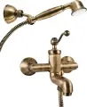 Смеситель для ванны с душем Paini Duomo 88F3105KM с душевым гарнитуром, настенный, однорычажный, бронзовый, матовый, латунный, с керамическим картриджем
