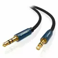 Кабель Ugreen AV112 (10689) Cable Gold Plated Metal Case with Braid blue, 3.5mm male to 3.5mm male, 5 м