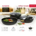 Набор посуды Oursson BLACK GOLD CS2607A/BL, алюминий, антипригарное покрытие, 4л, 3мм