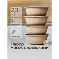 Набор мисок с крышками «Шарм №27», Альт-Пласт, 2,3л (4шт), пластик, какао