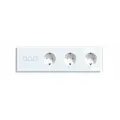 Сенсорный выключатель с розеткой 3кл. 3 розетки, 4 поста (3G+3EU) стекло299х86мм цвет белый
