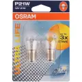 Автолампа P21W (BA15s) ULTRA LIFE 12V (блистер, 2шт) OSRAM /1/10/50 NEW