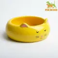 Миска керамическая Кошка-лепёшка 200 мл, 13 x 5,5 cм, жёлтая