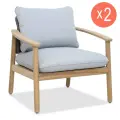 Комплект 2 шт садовых лаунж-кресел деревянных Tagliamento Freeport с подушками, Вьетнам, серые
