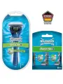 Wilkinson Sword / SCHICK Protector 3 / Бритвенный мужской станок c 1 кассетой + упаковка 8 кассет