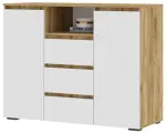 Комод для одежды и хранения вещей Ирэн с ящиками, с полками, 120х46х96 см, Белый / Дуб Крафт золотой