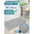 Коврик для ванной комнаты и туалета 50х80 см VILINA мягкий текстильный противоскользящий ворсовый влаговпитывающий Велюр светло-серый