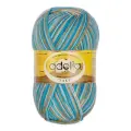 Пряжа ADELIA JAKE 75% шерсть, 25% нейлон 100 г 400 м ± 15 м 22 белый-песочный-бирюзовый-голубой