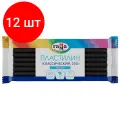 Комплект 12 шт, Пластилин Гамма Классический, черный, 250г