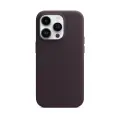 Кожаный чехол Магсейф для iPhone 14 Pro Max Elderberry / Анимация NFC / Leather Case Магсейф для Айфон 14 Про Макс / Вишнёвый
