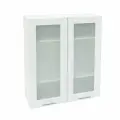 Кухонный шкаф навесной, Кухня Валерия, ШВ809 со стеклом, Белый / Белый металл глянец