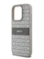 DKNY для iPhone 15 Pro Max чехол PU Repeat texture Tonal stripe Metal logo Hard Beige