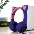 YOU CAT-BT028C фиолетовые. Беспроводные наушники cat ear с ушками кошки и подсветкой.