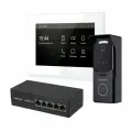 Комплект IP-видеодомофона Novicam IMPULSE 7 IP KIT WHITE. Видеодомофон, вызывная панель, PoE-коммутатор.