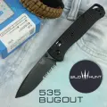 Нож складной Benchmade Bugout 535 Full black serrated / Нож туристический из высокоуглеродистой стали / Drop Point Полностью черный серрейтор