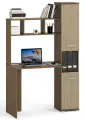 Стол компьютерный В-5 с надстройкой и стеллажом правый ясень шимо тёмный / ясень шимо светлый