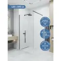 Душевая перегородка Ulitka Walk In Light 1200х1950 мм, профиль черный, стекло прозрачное